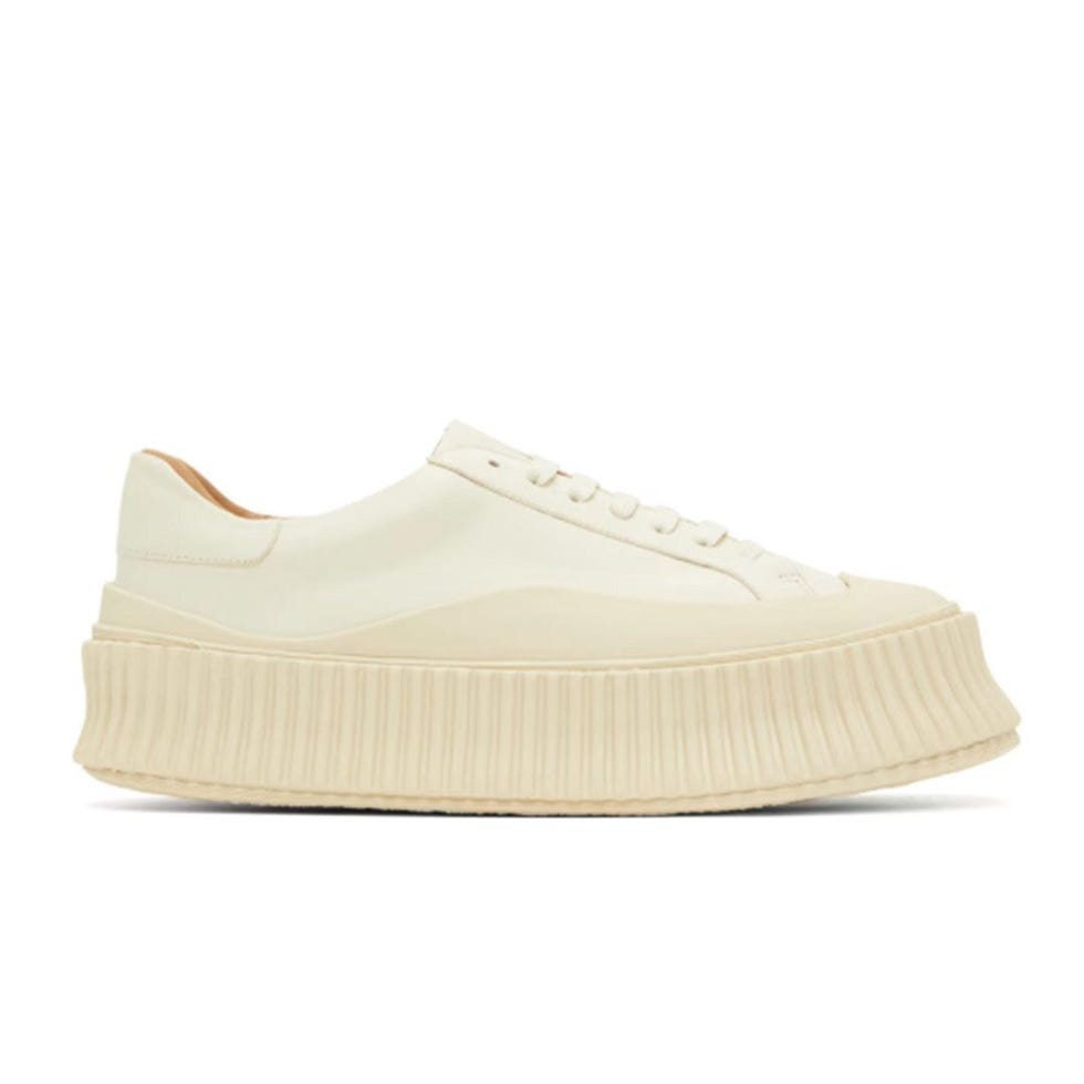White Leather Platform Sneakers