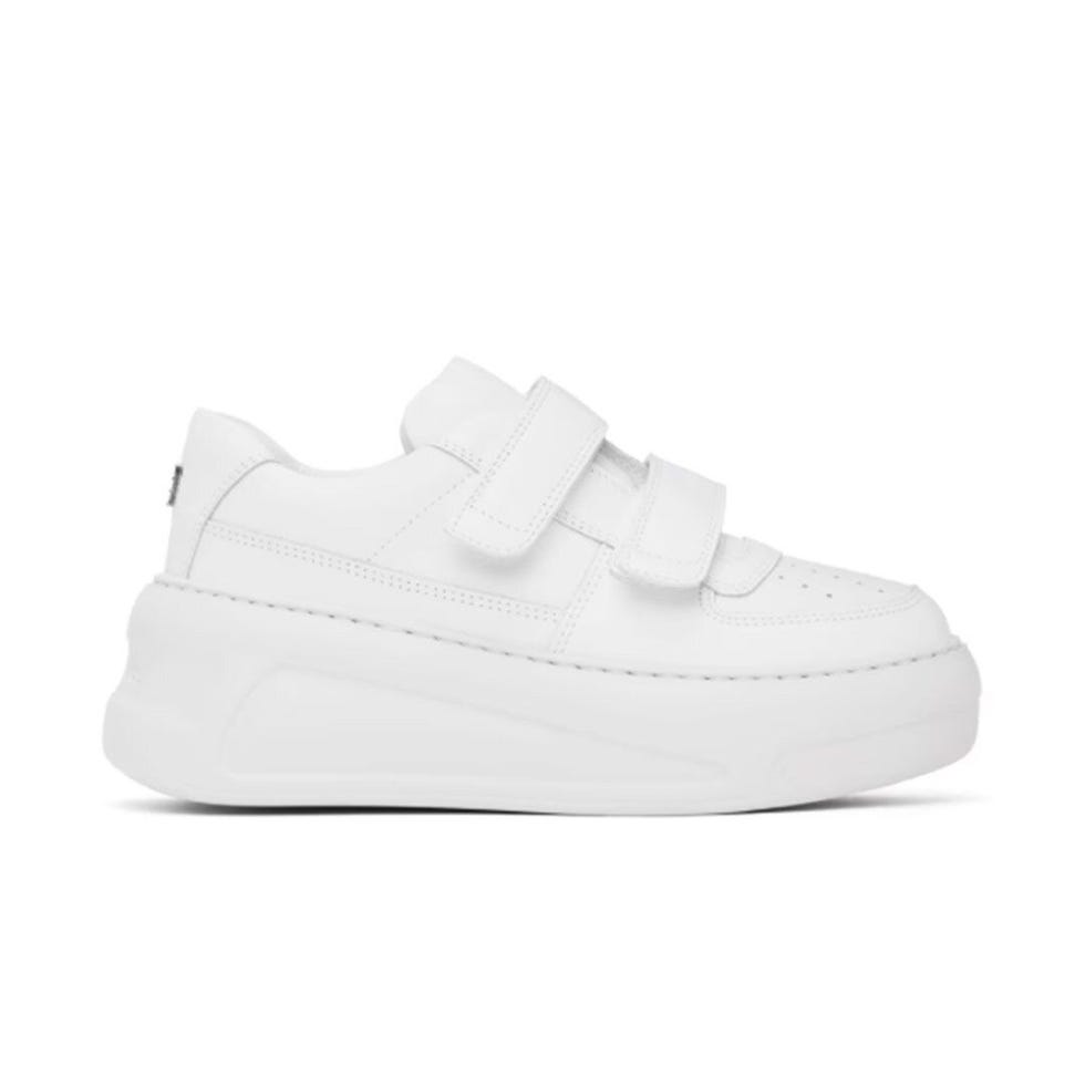 White Velcro-Strap Platform Sneakers