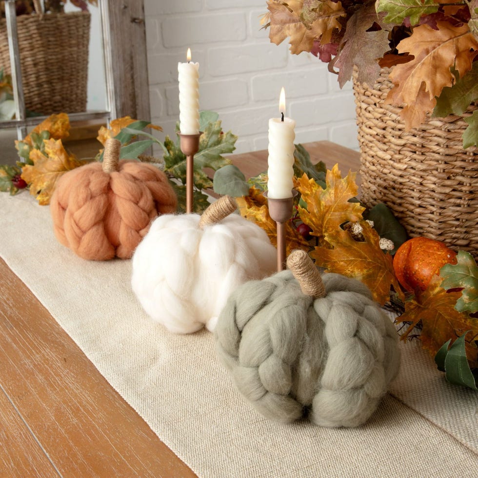 Wool Braided Pumpkin Tabletop Decorations