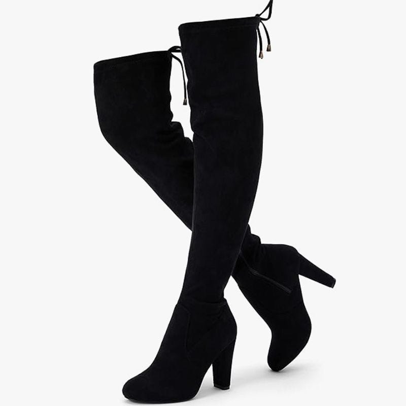 Suede Over The Knee Black Boots High Boots