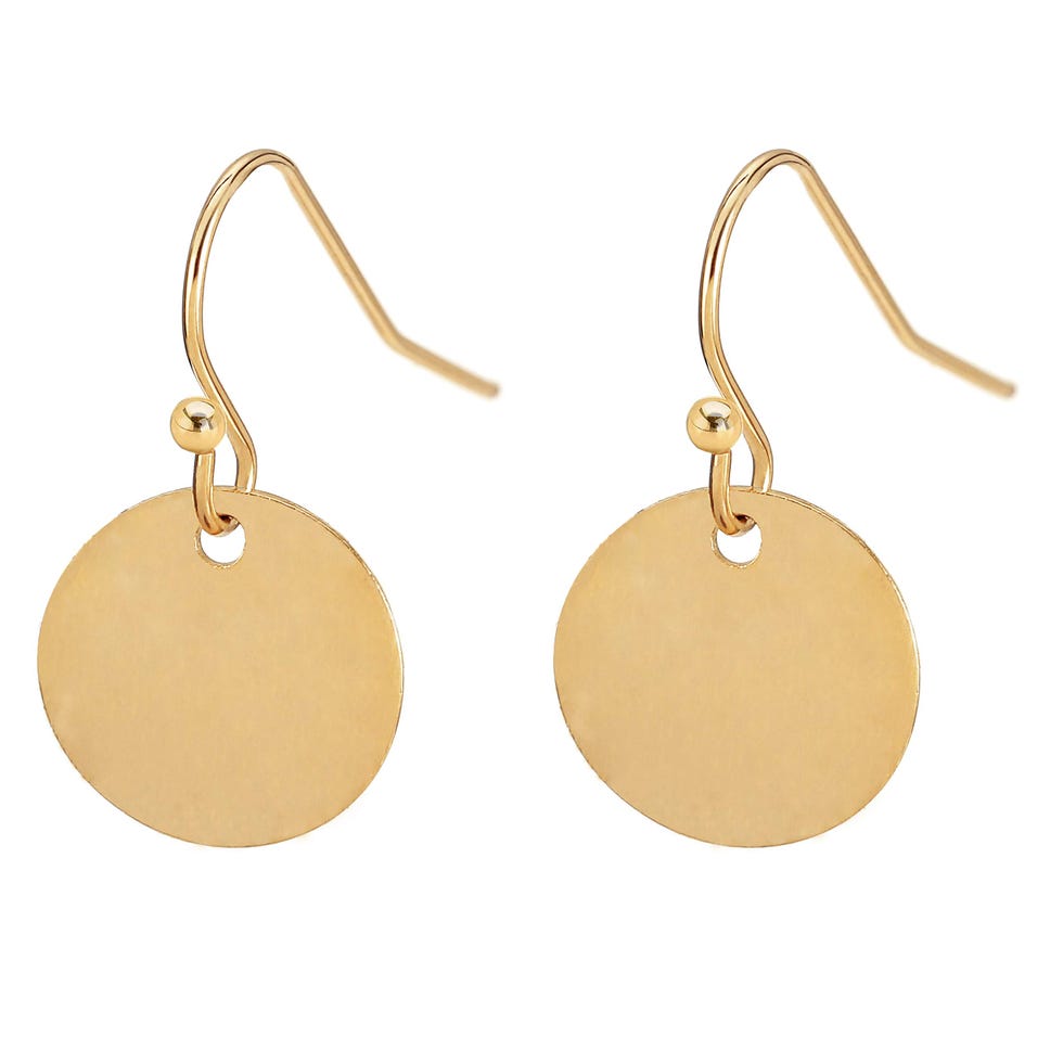 Gold Disc Drop Earrings 