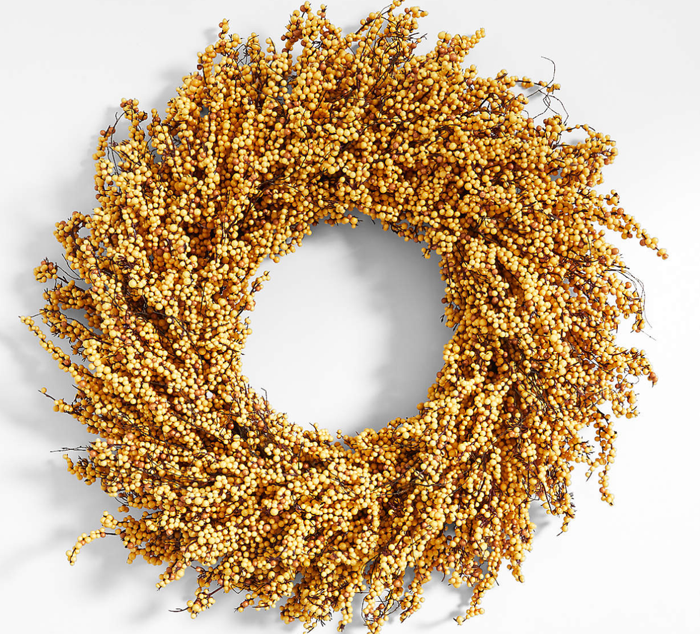 Artificial golden yellow mini berry wreath