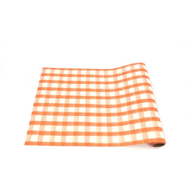 Runner with orange check pattern