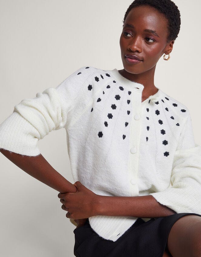 Elle Embroidered Cardigan Ivory