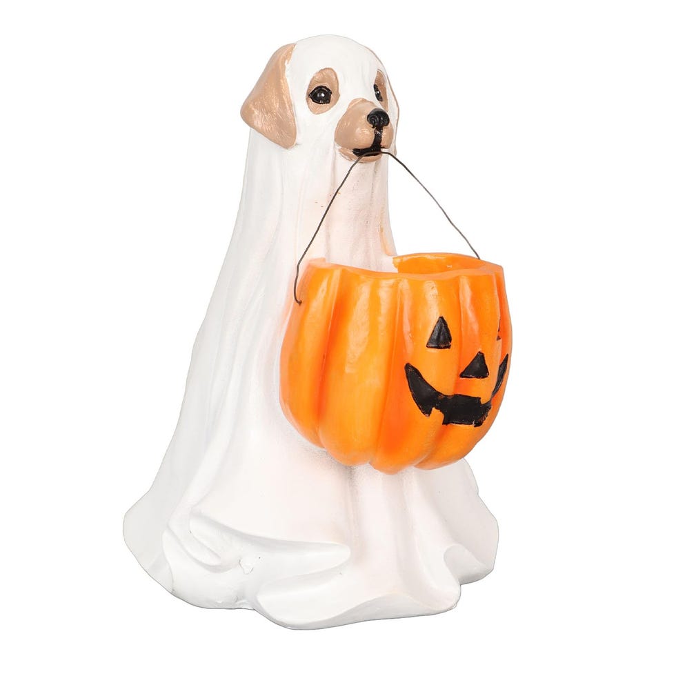 Pumpkin Dog Statue