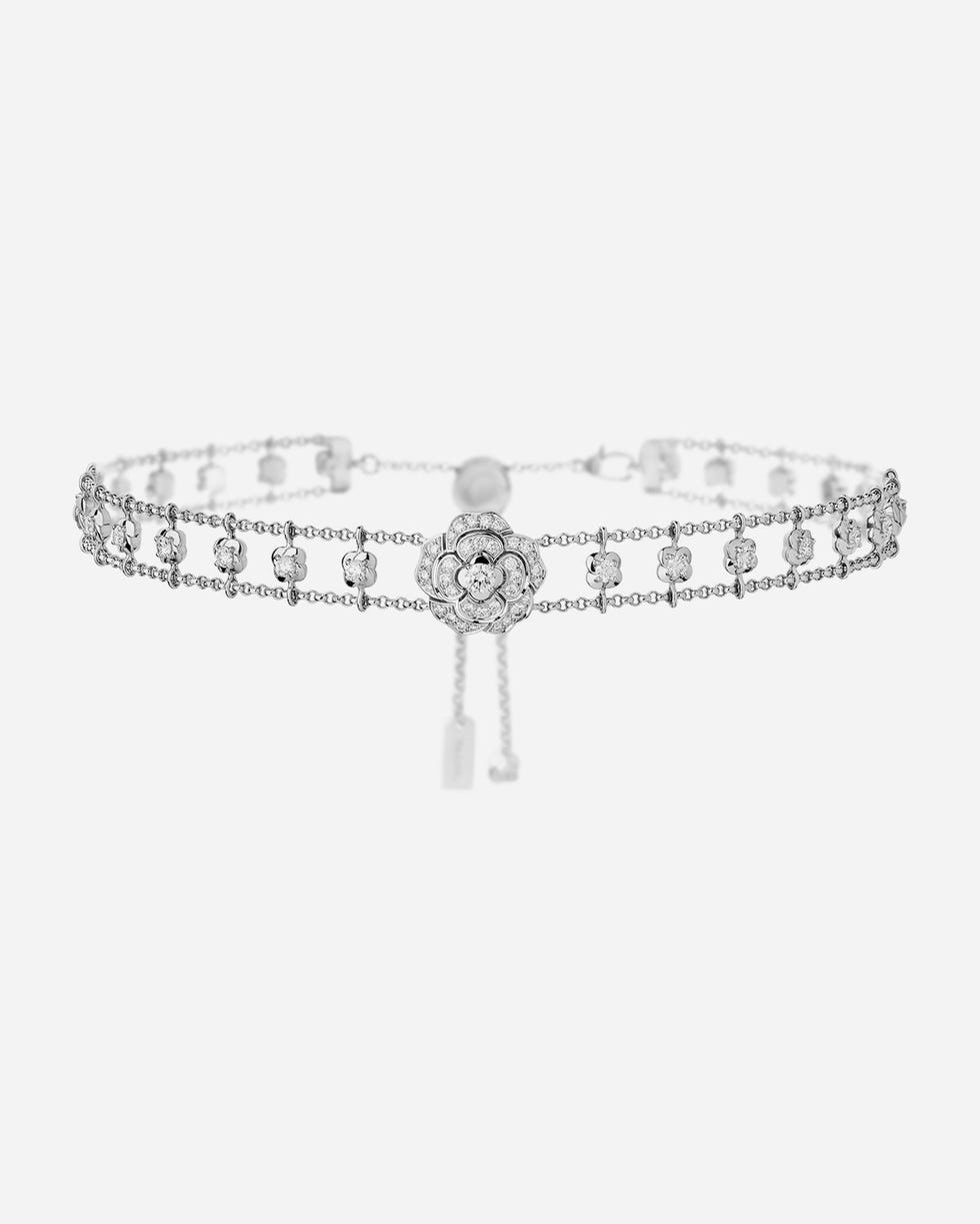 Bouton de Camélia Choker 18K White gold, Diamonds