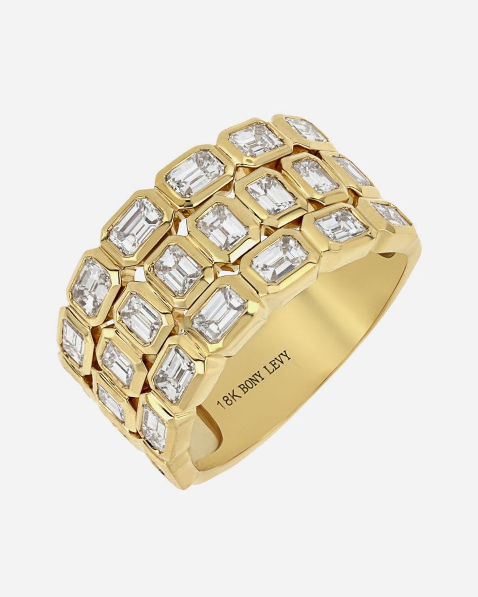 Varda Diamond Baguette Triple Row Statement Ring