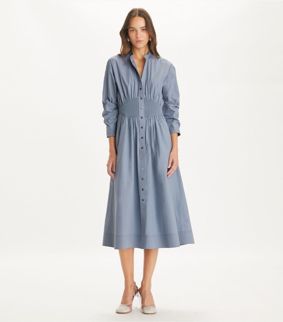 Box-Pleated Cotton Dress