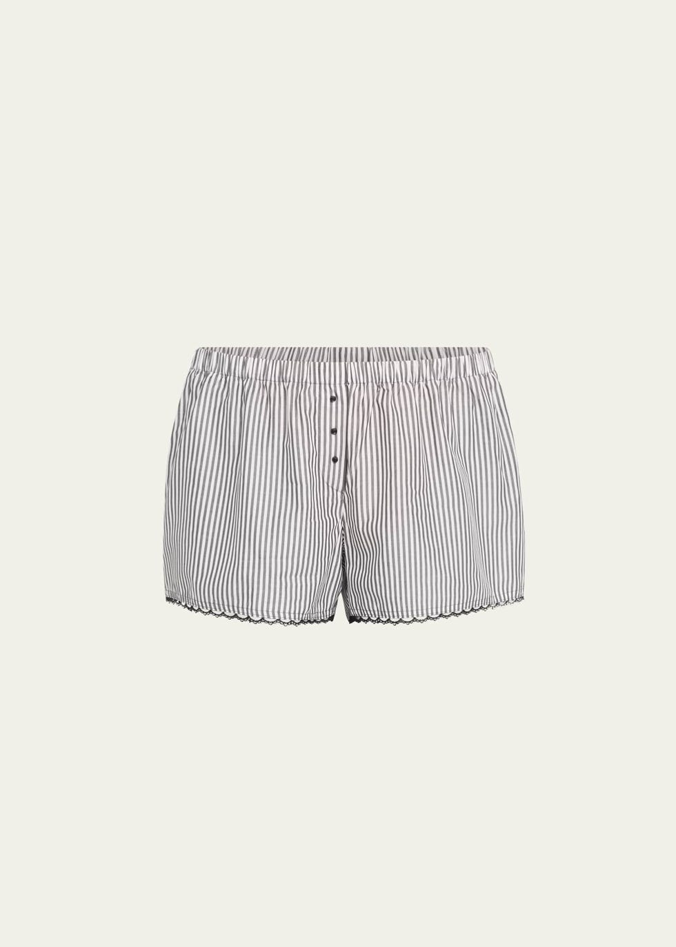 Gigi Striped Lace-Trim Boxers