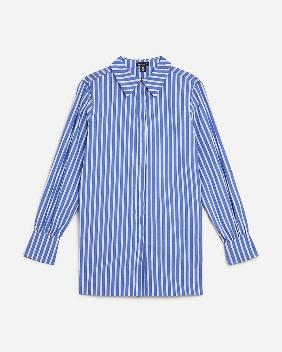 Woven cotton poplin shirt with button placket on the sleeve