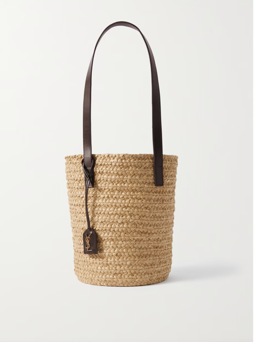 Panier Small Leather-Trimmed Raffia Tote