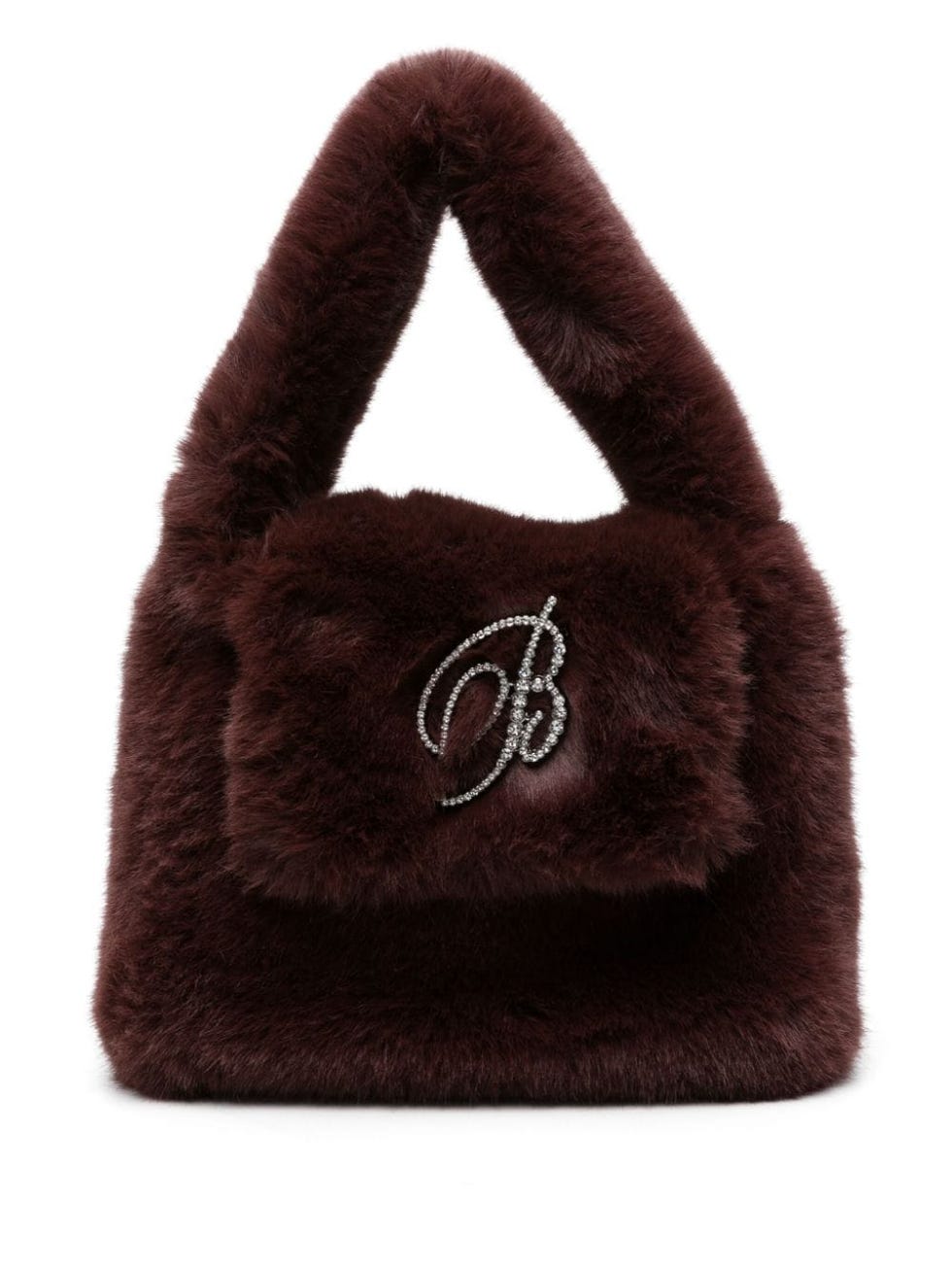 Blumarine rhinestone-logo faux-fur Tote Bag