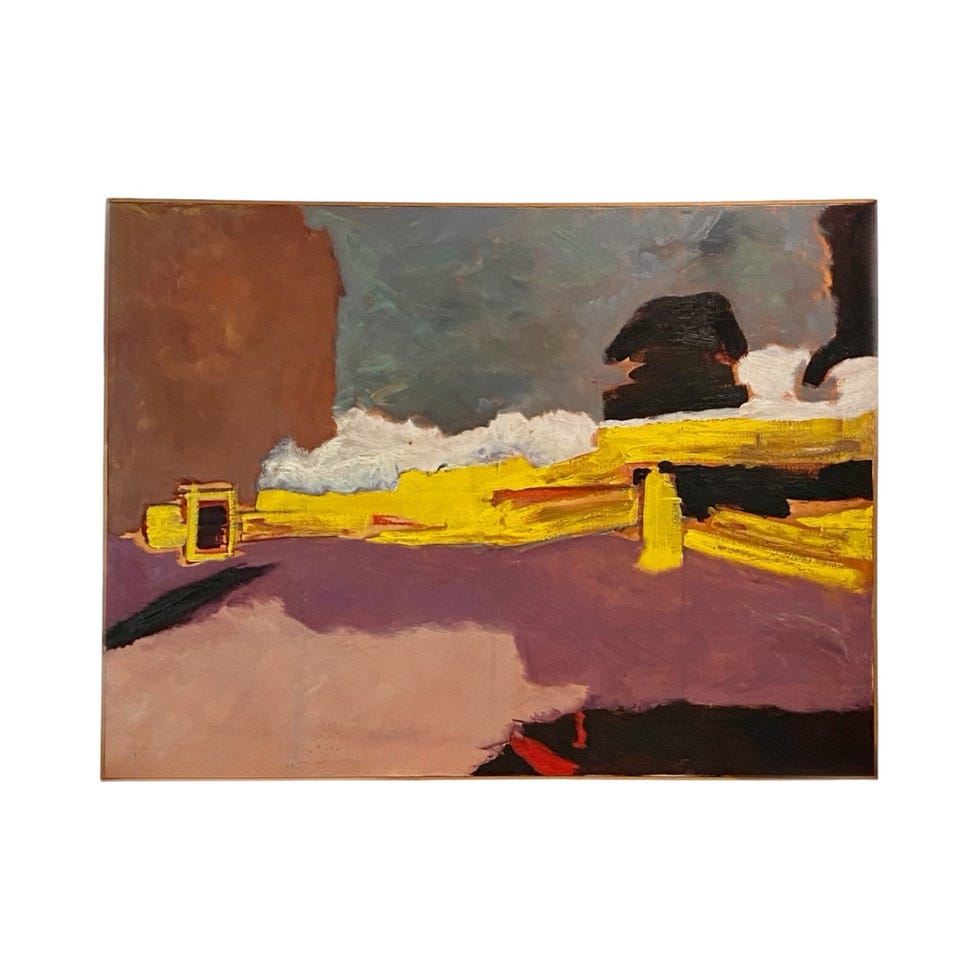 Large Vintage Abstract Oil on Stretched Canvas Large Vintage Abstract Oil on Stretched Canvas