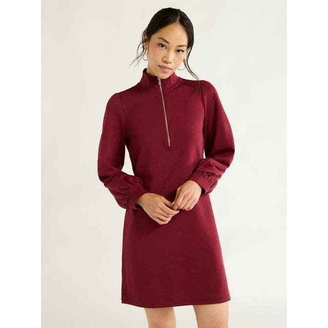 Women's Half Zip Sweatshirt Mini Dress 