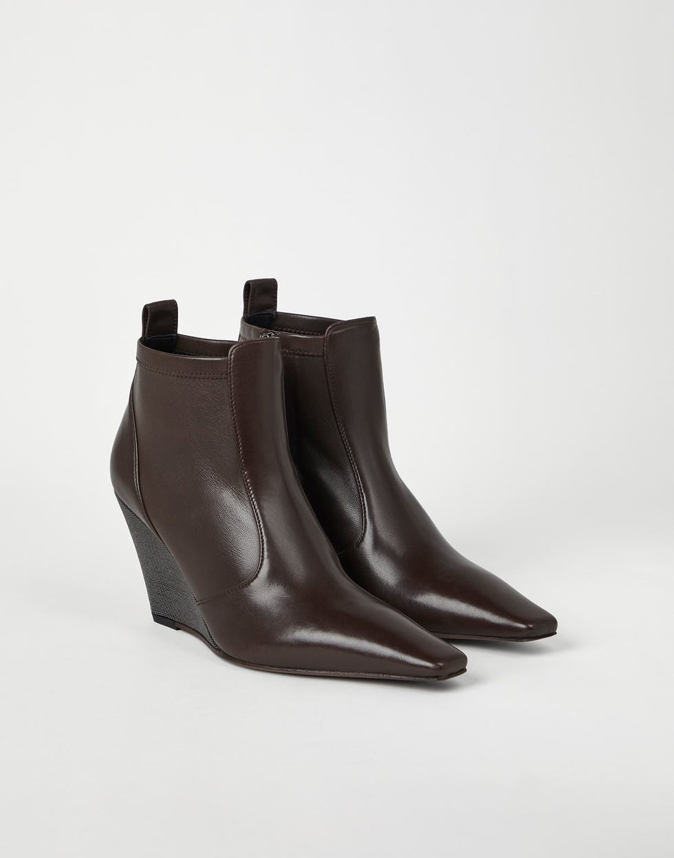 Soft Nappa Leather Wedge Boots with Precious Heel