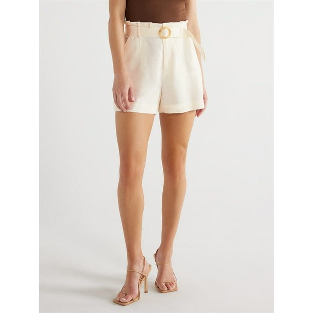 Linen Blend Paperbag Shorts