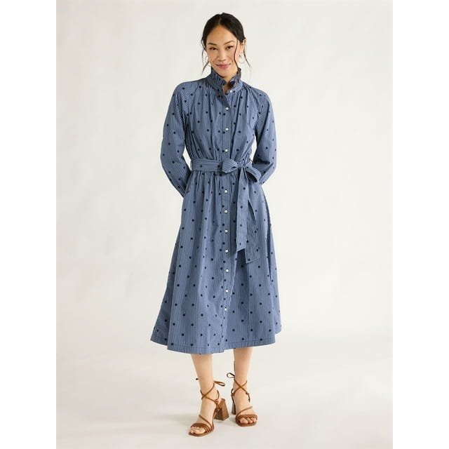 Women's Ruffle Neck Midi Dress Women's Ruffle Neck Midi Dress