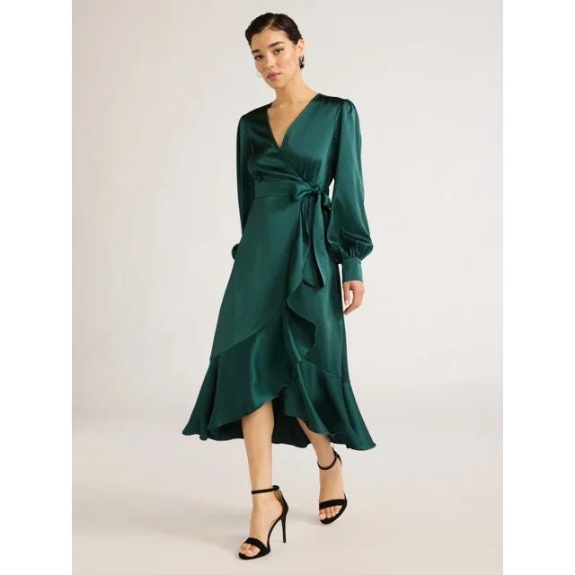 Faux Wrap Ruffle Trim Skirt Dress Faux Wrap Ruffle Trim Skirt Dress