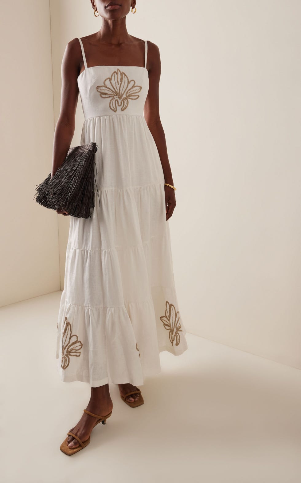 La Catedral embroidered linen maxi dress