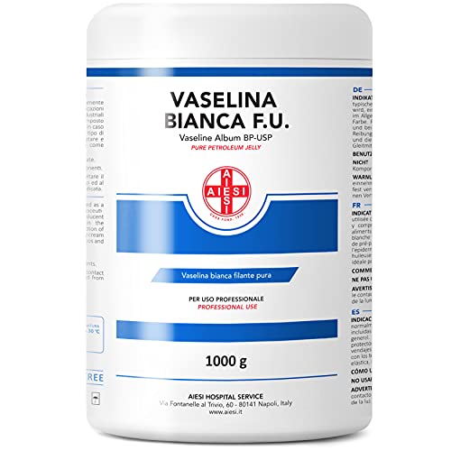 AIESI® Vaselina bianca filante pura F.U. barattolo da 1 kg per uso Medicale Dermatologico e Professionale # Made in Italy