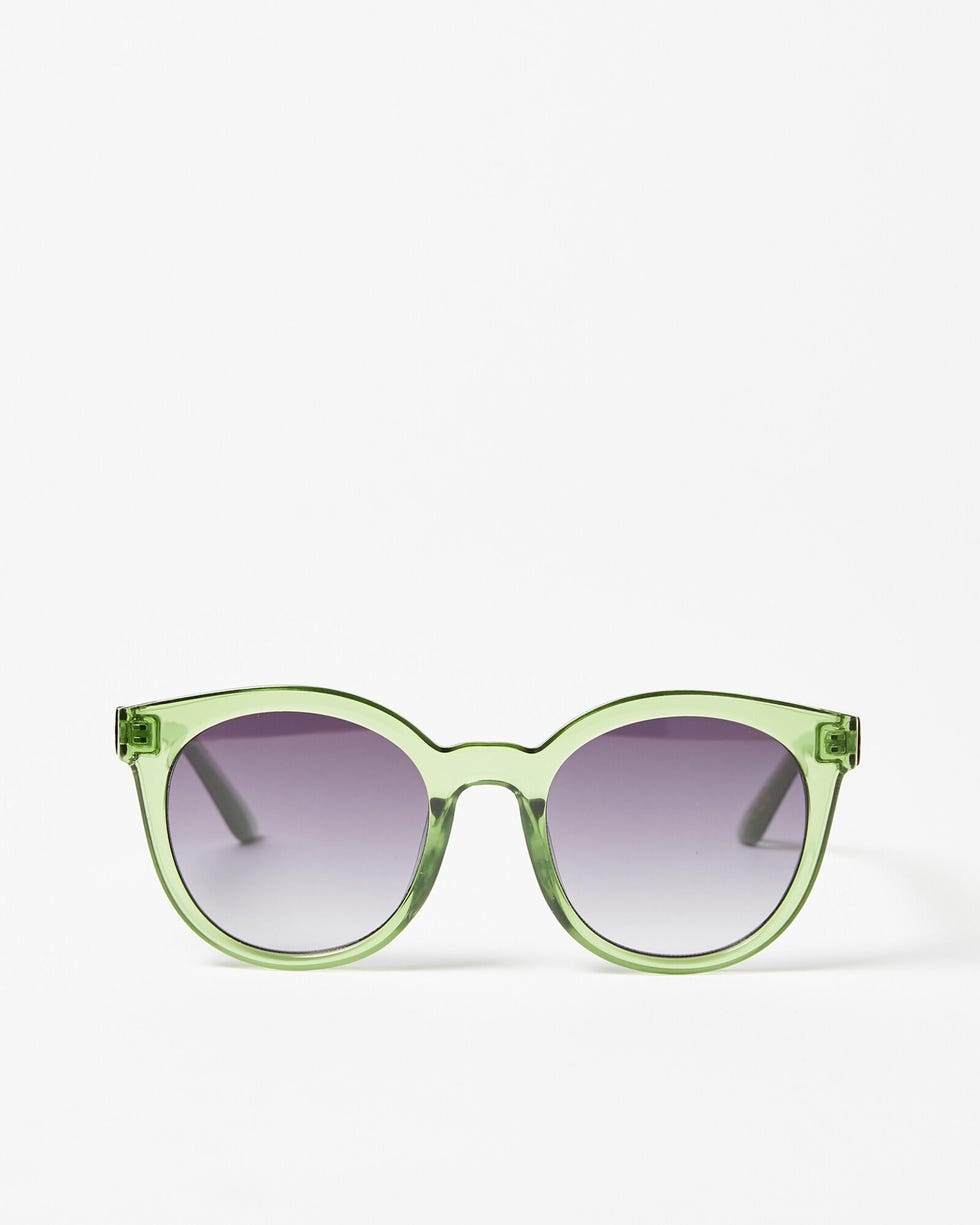 Preppy Crystal Green Round Sunglasses