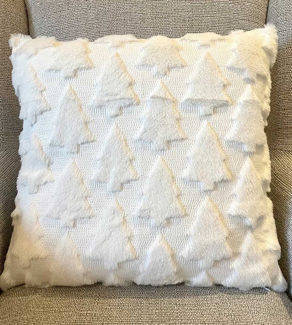 White Tufted Christmas Tree Cushion Cover