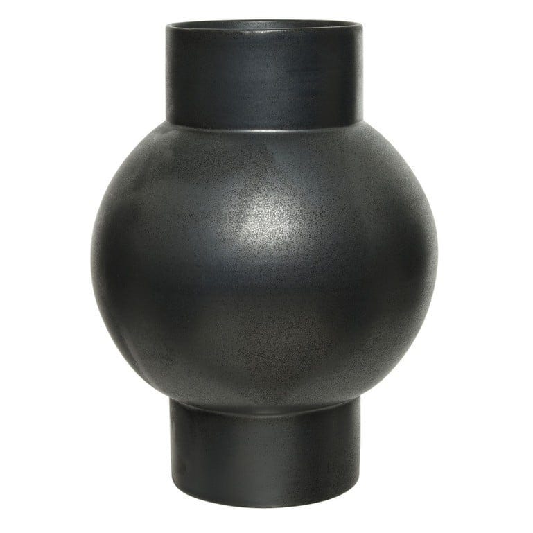 Round black vase