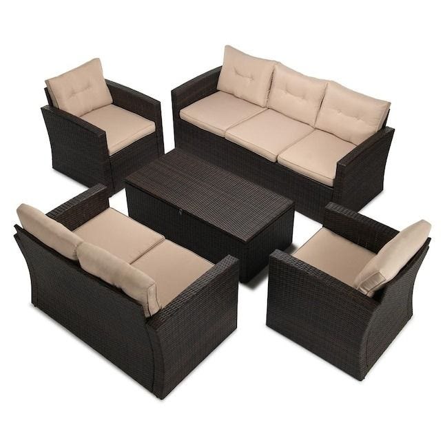 5-piece wicker patio set with cushions