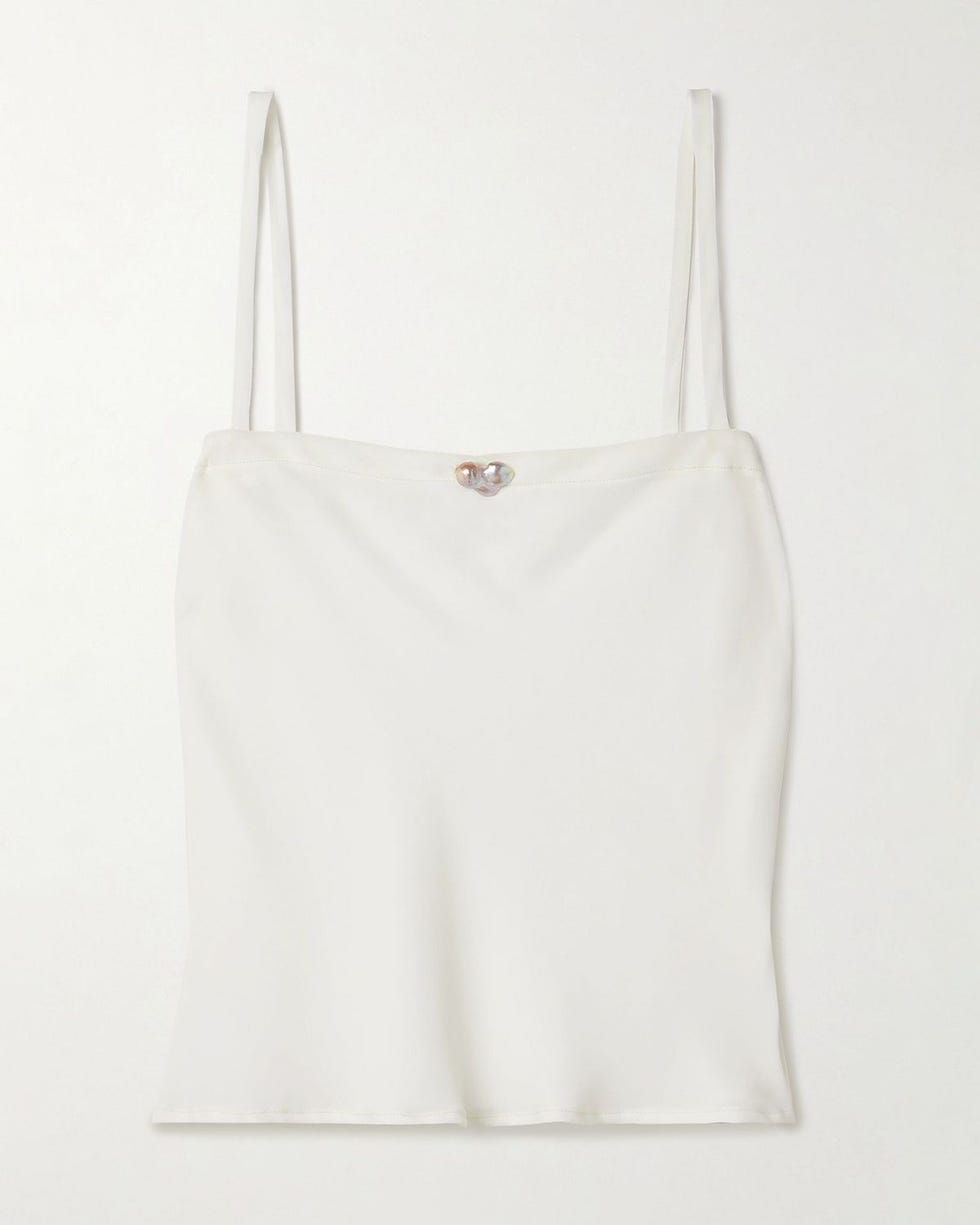 Ola Pearl-Embellished Recycled Crepe de Chine Camisole