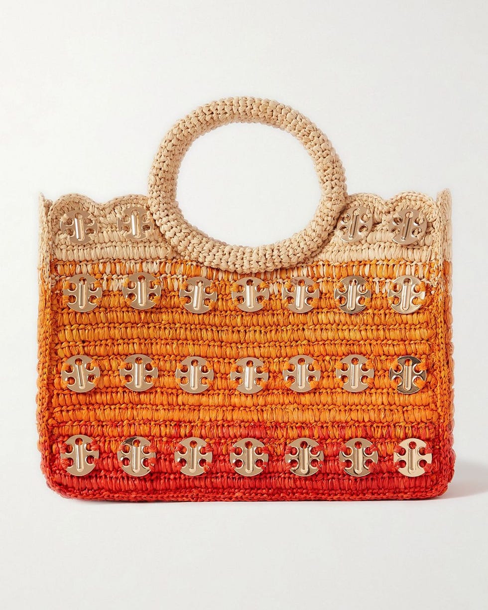 Embellished Raffia Tote