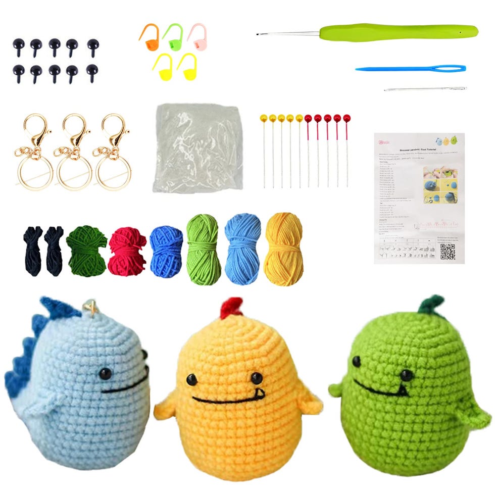 Kit de 3 dinosaurios de ganchillo 