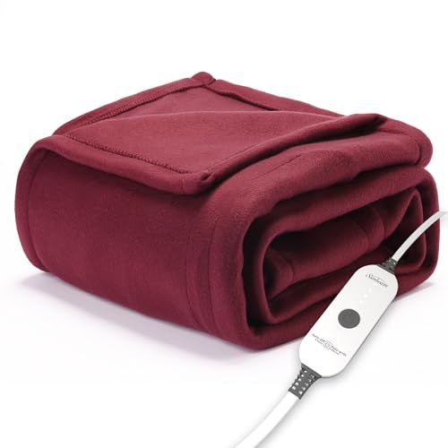 Sunbeam heated electric fleece throw blanket with 3 heat settings sale