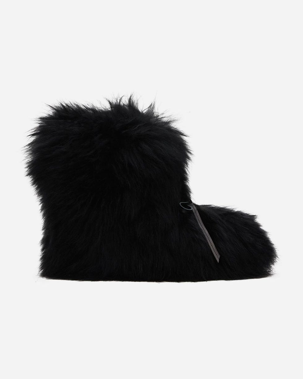 Black Fur Moccasin Boots