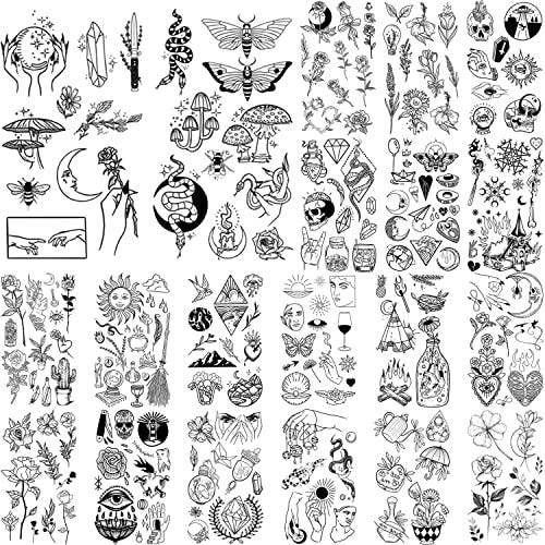 20 Sheets Black Tiny Temporary Tattoo