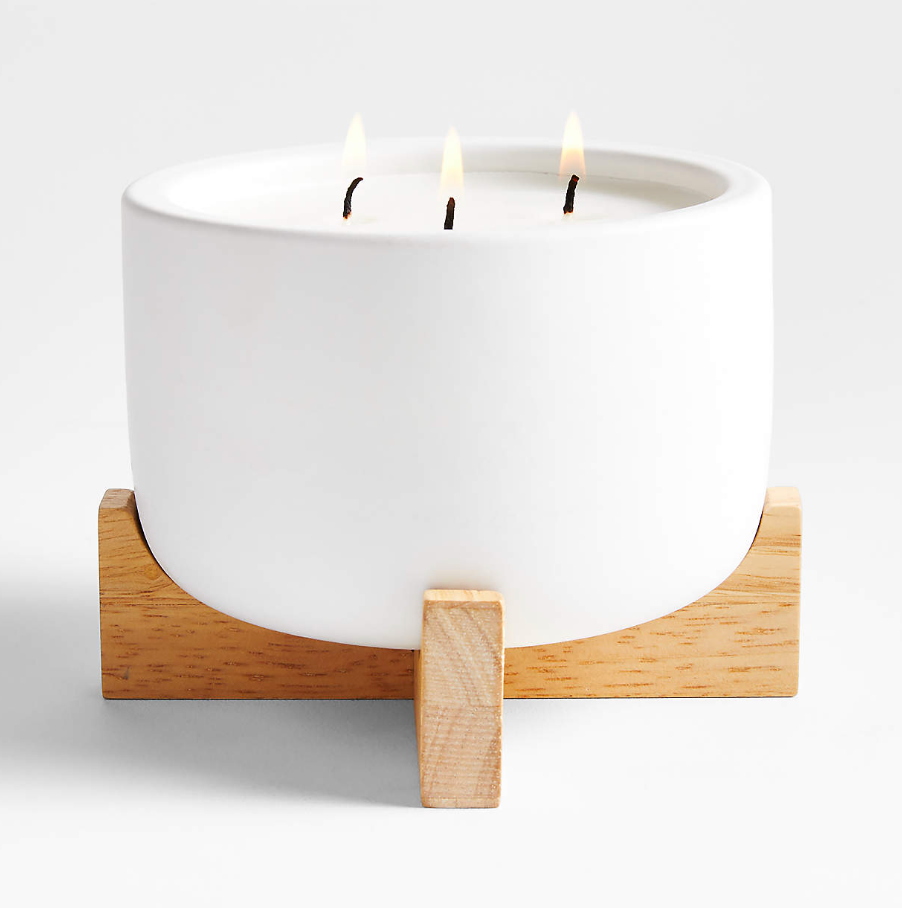 Wilmette 3-Wick Citronella Candle with Wooden Stand