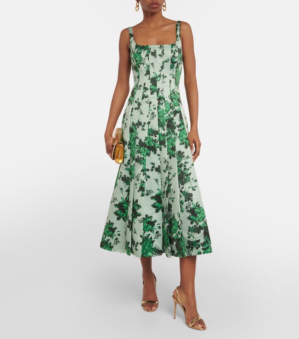 Adele Floral Taffeta Midi Dress