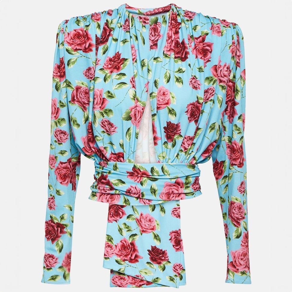 Floral Cutout Silk-Blend Top