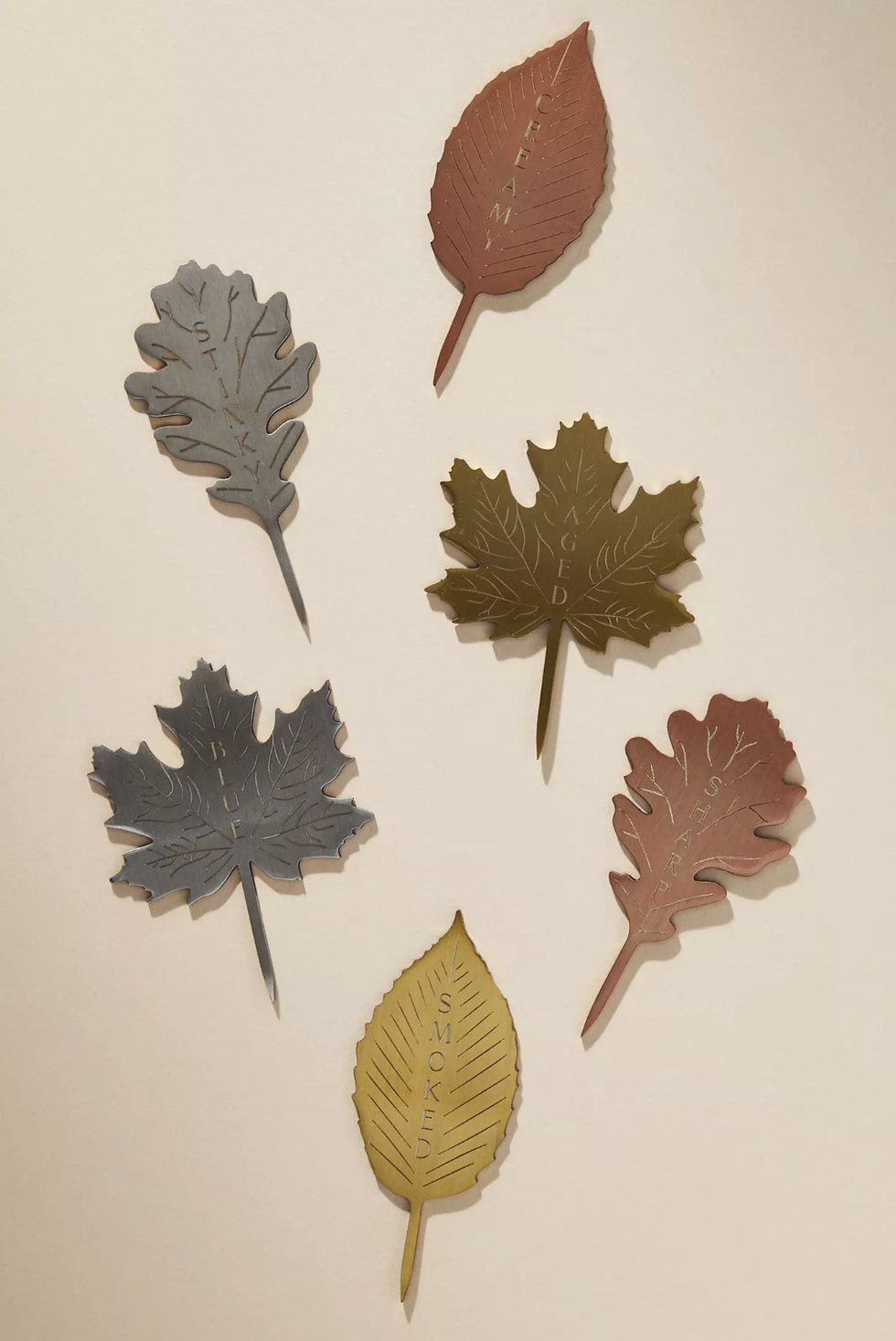 “Foliage” cheese markers, set of 6