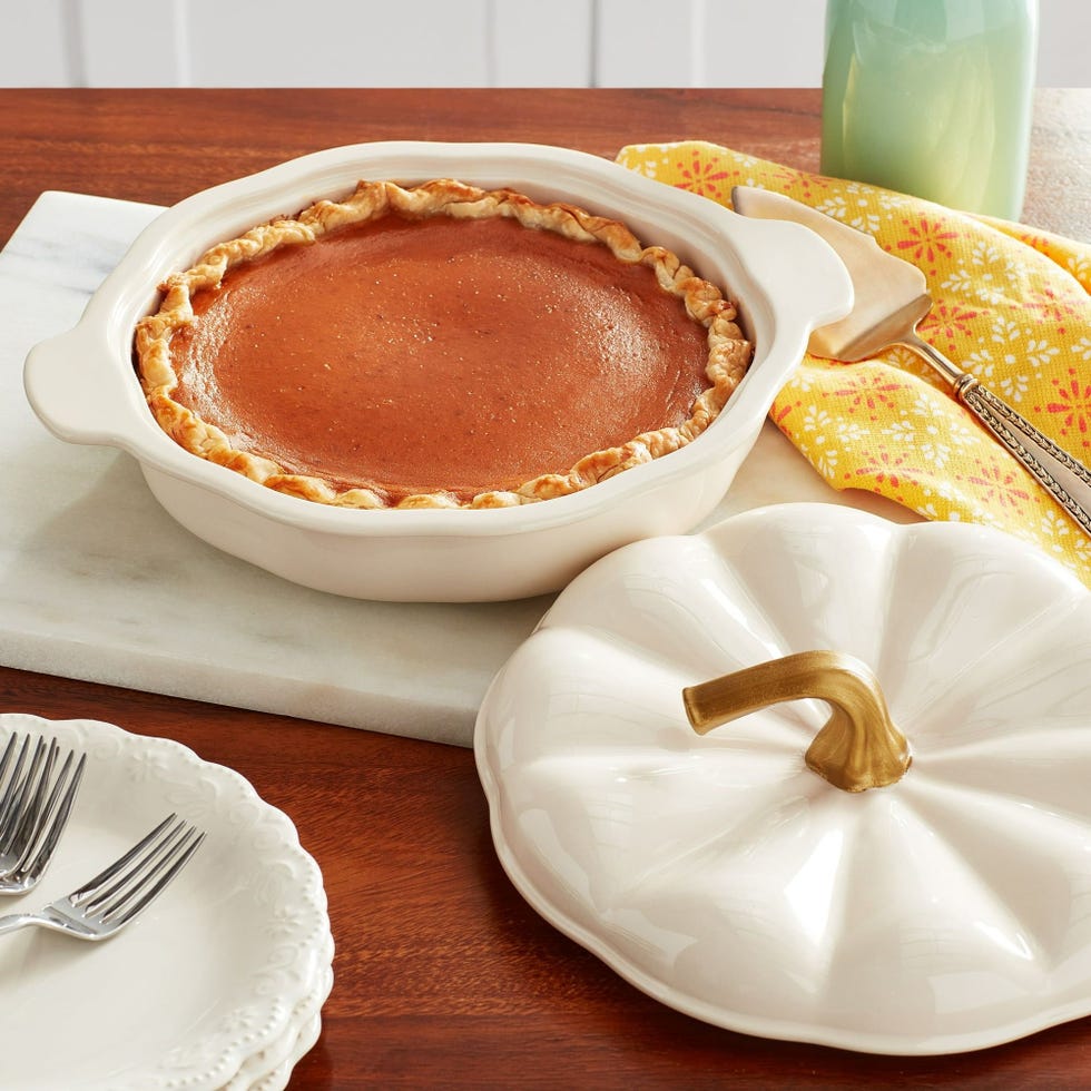 The Pioneer Woman Stoneware Linen Pumpkin Pie Dish