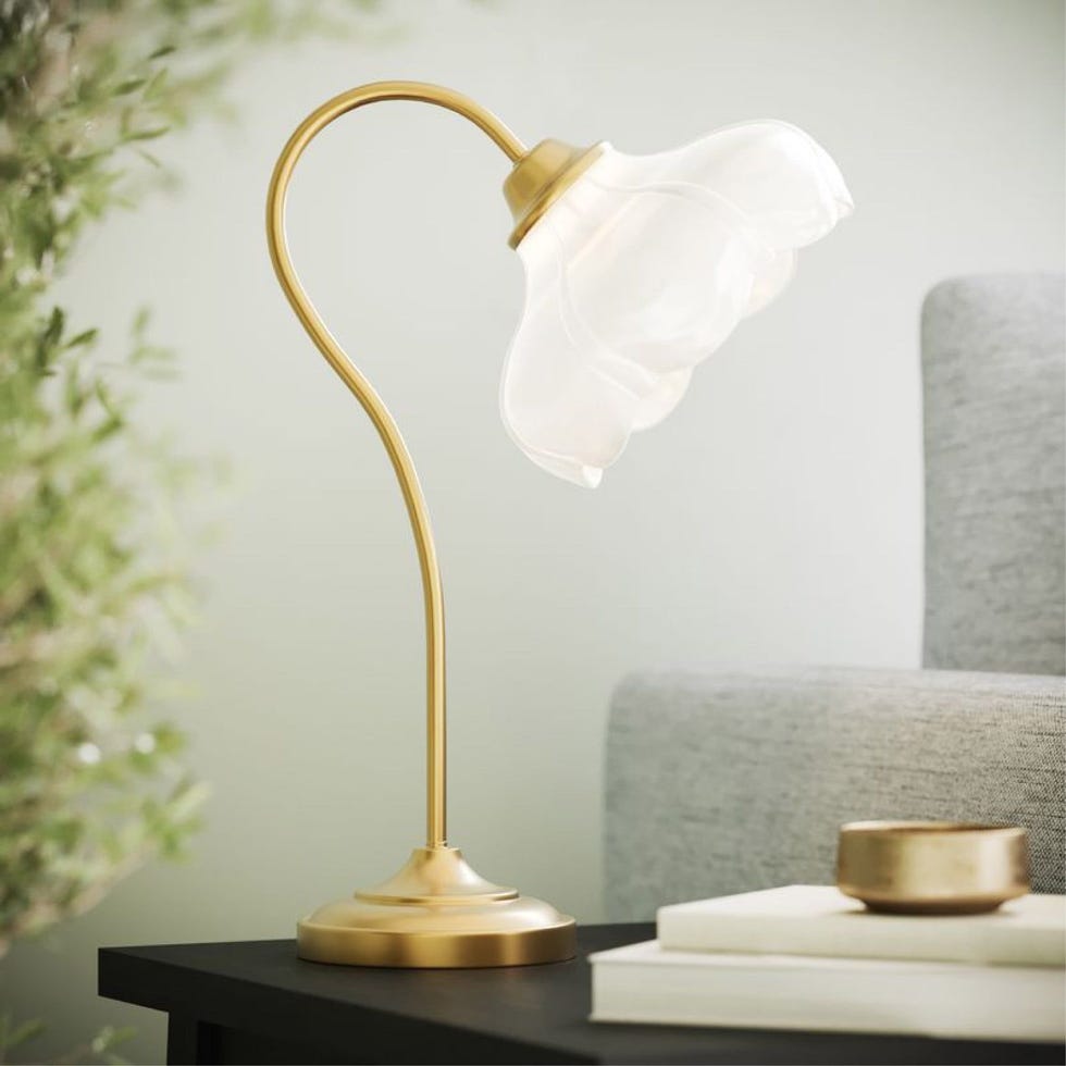 Table lamp with glass petal shade