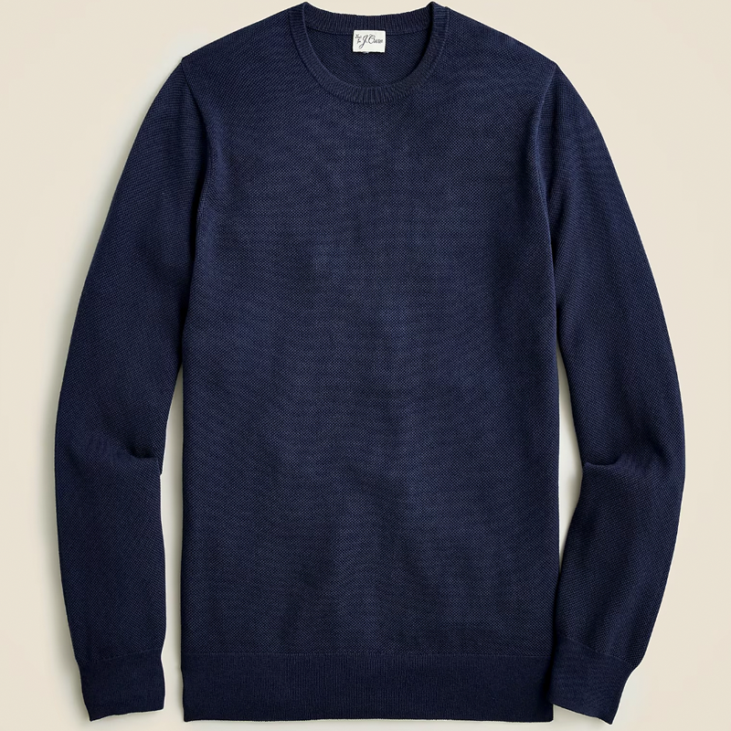 Round neck sweater made of cotton piqué