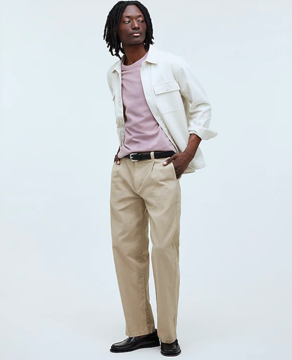 Cotton-Hemp Blend Pleated Trousers