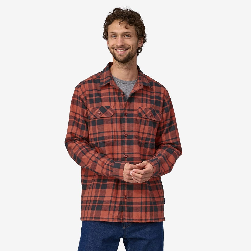 Long-sleeved Fjord flannel shirt made from mid-weight organic cotton