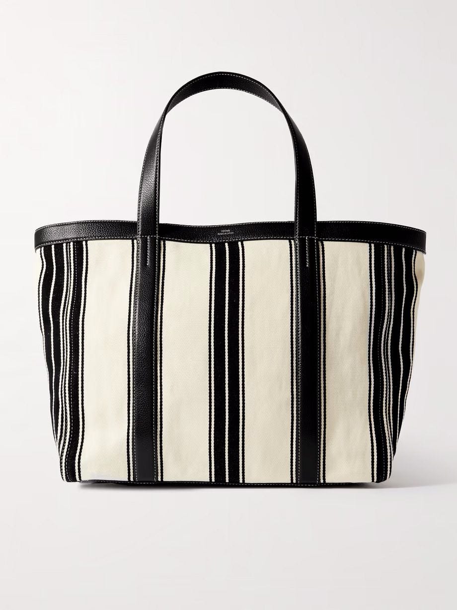 Large Striped Canvas Tote