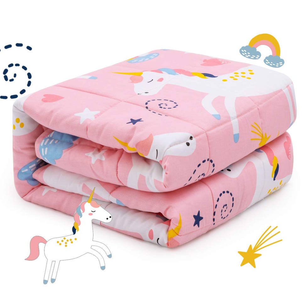 Manta con peso para niños con diseño de unicornios