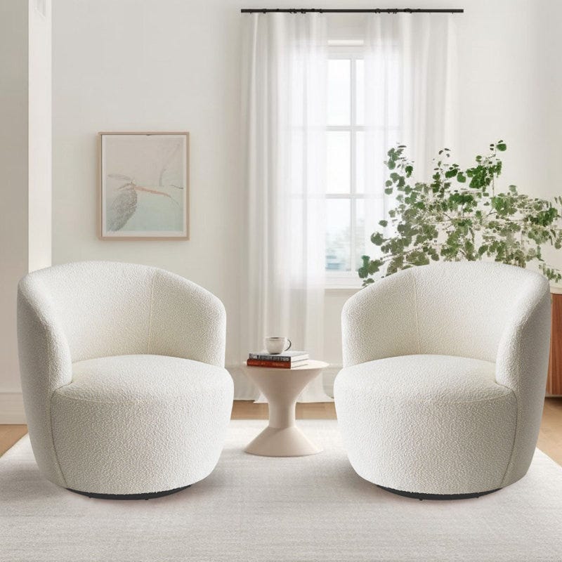 Upholstered Swivel Barrel Chair Set