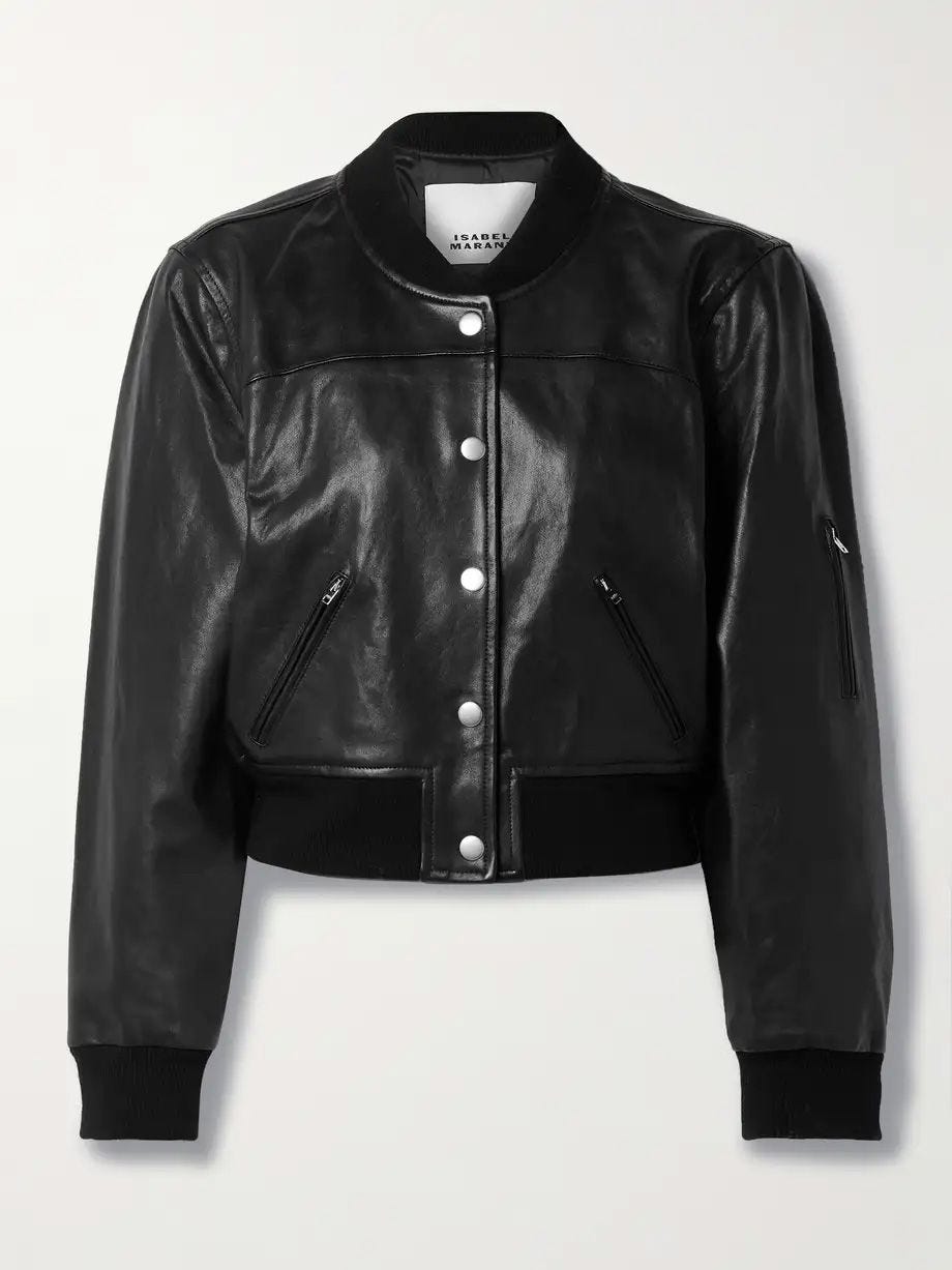 Adriel Leathe Bomber Jacket