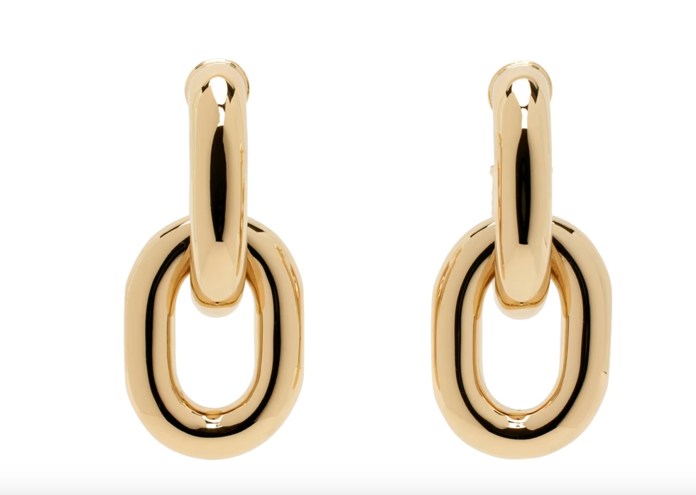 Gold-coloured double hoop earrings with XL links