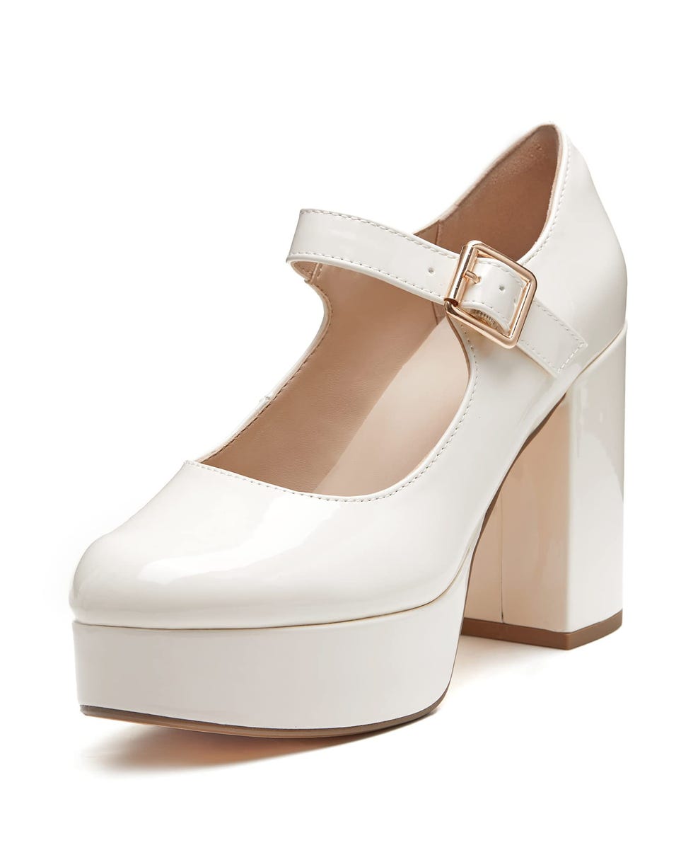 Mary Jane White Platform Heels