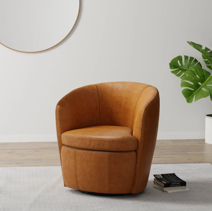     Swivel Italian leather armchair